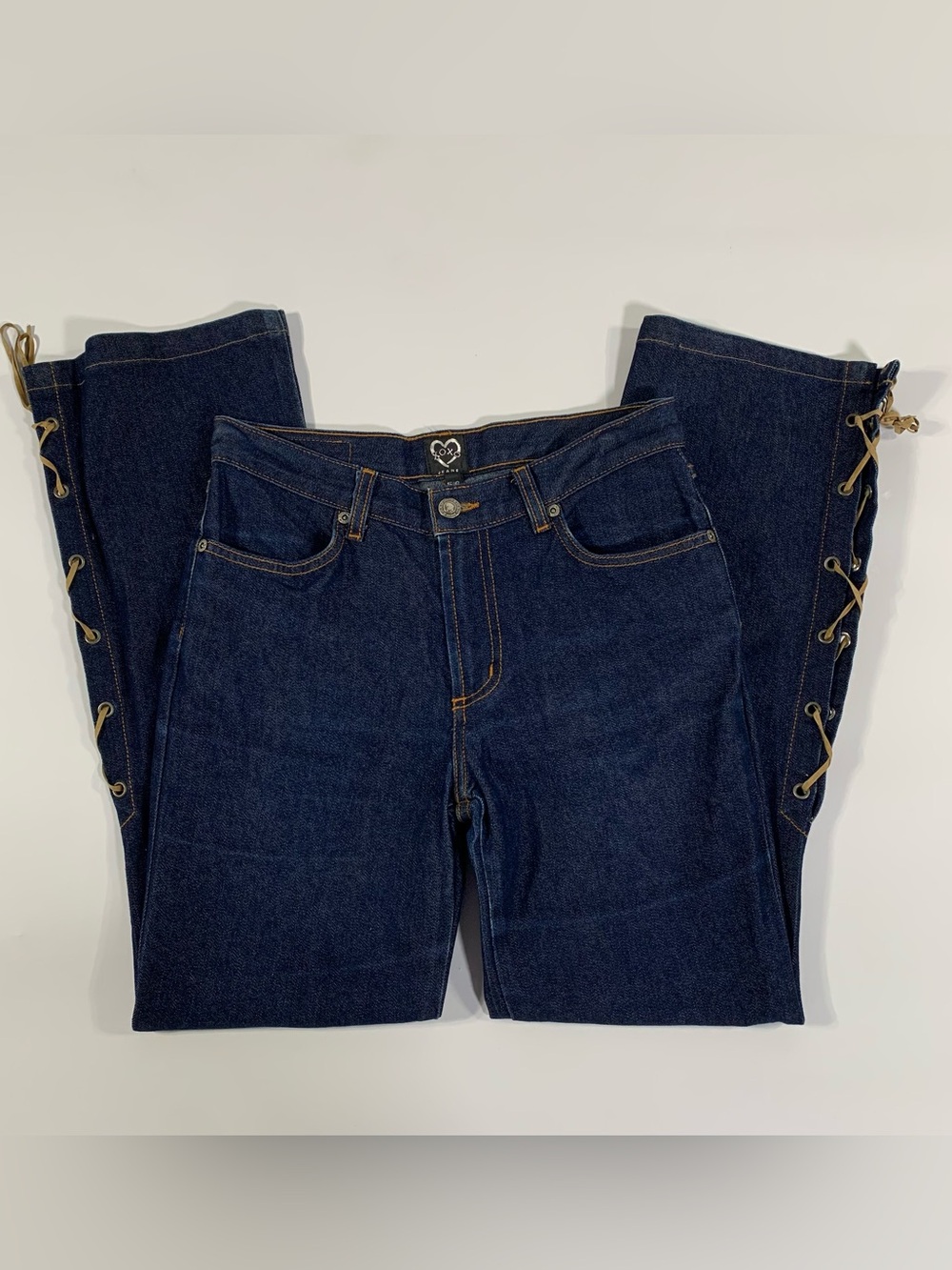 Y2K XOXO Lace Up Jeans Dark Wash Denim Pants 5/6